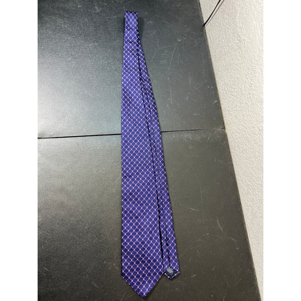 Brooks Brothers Makers Mens Silk Tie Navy Purple Geometric Woven England USA NWT